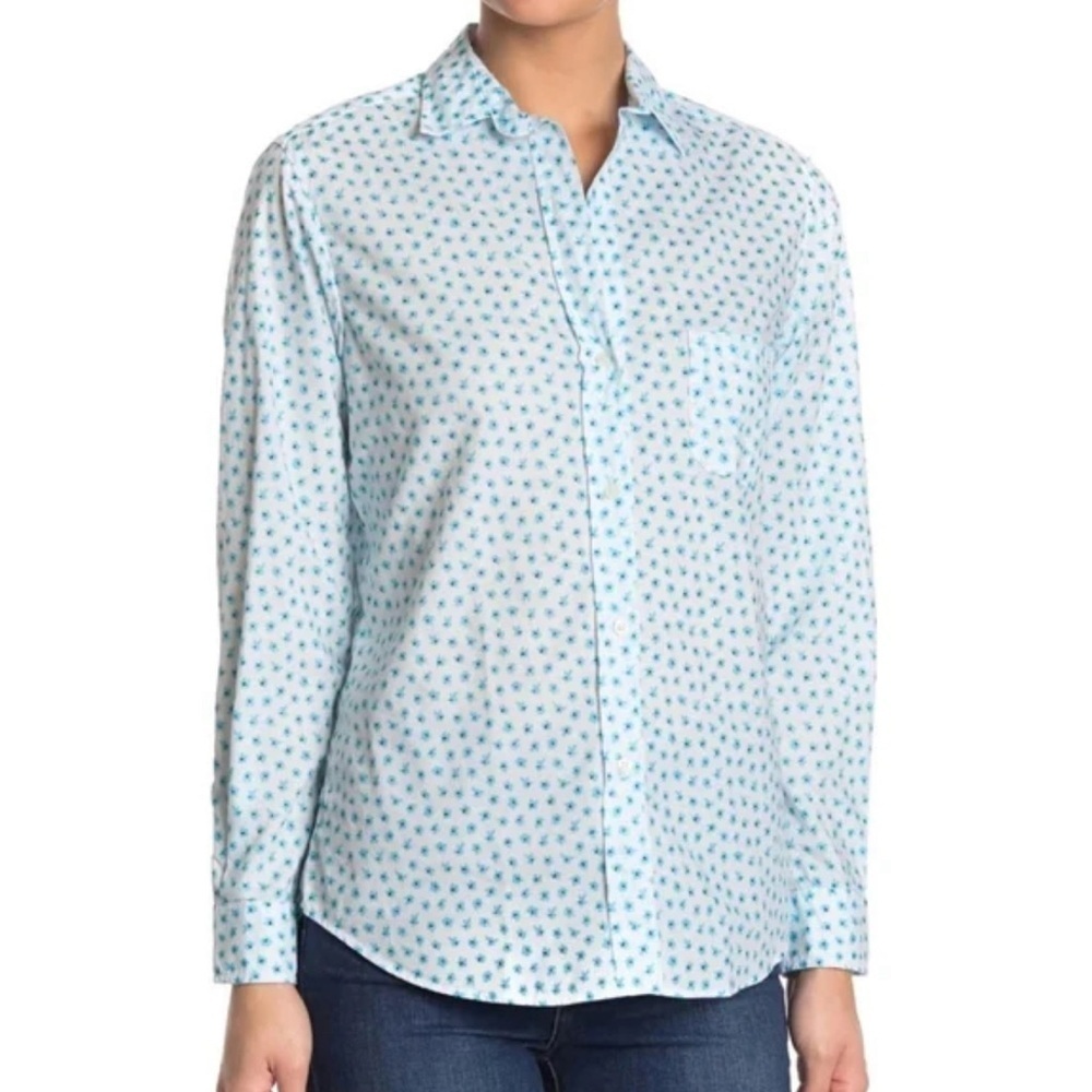 Grayson | The Hero Floral Print Cotton Shirt in Claire Blue White Size 1 XSmall